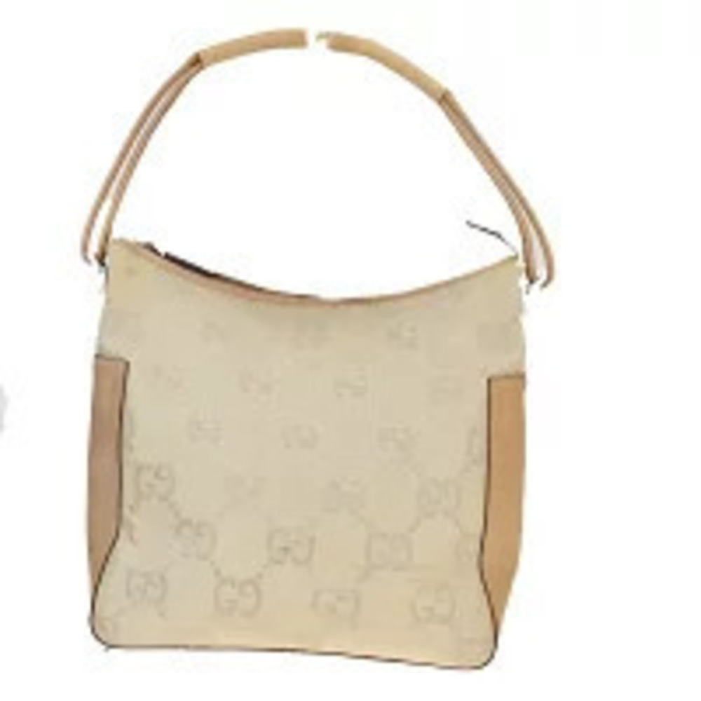 Gucci shoulder bag beige GG canvas leather Tan